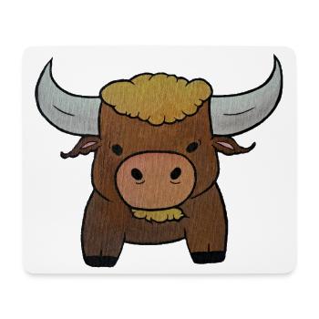 Cartoon Ox with Golden Mane - Mouse Pad (horizontal) - white - Front