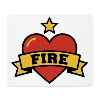 Fire Brigade Heart Fire Crest - Mouse Pad (horizontal) - white - Front