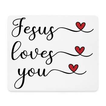 Jesus liebt dich süß Typografie mit Herz - Mousepad (Querformat) - Weiß - Vorne