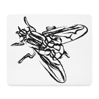 Schwarze Fliege – Insektenillustration - Mousepad (Querformat) - Weiß - Vorne