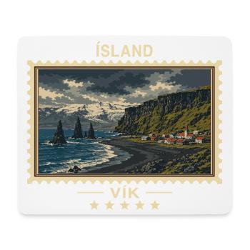 Island Vík Vintage Reisemarke - Mousepad (Querformat) - Weiß - Vorne