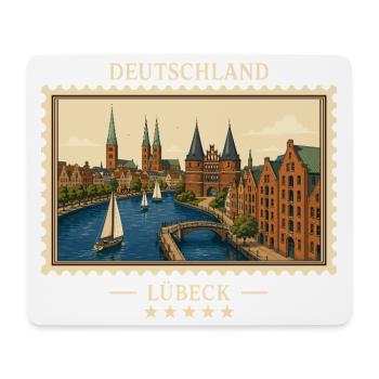 Deutschland Lübeck Vintage Reisemarke - Mousepad (Querformat) - Weiß - Vorne