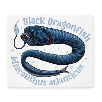 Tiefsee Monster - Schwarzer Drachenfisch - Mousepad (Querformat) - Weiß - Vorne