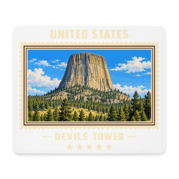 Vereinigte Staaten Devils Tower Vintage Reisemarke - Mousepad (Querformat) - Weiß - Vorne