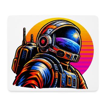 Astronaut im Neon-Sonnenuntergang - Mousepad (Querformat) - Weiß - Vorne