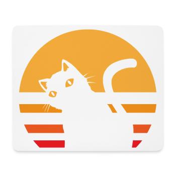 Katze Sonnenuntergang - Mousepad (Querformat) - Weiß - Vorne