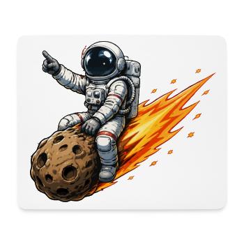 Astronaut hits meteor rocket - Mouse Pad (horizontal) - white - Front