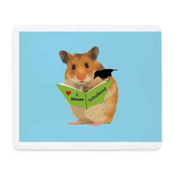 Hamster Schulkind 1 Klasse Buch Vogel - Mousepad (Querformat) - Weiß - Vorne