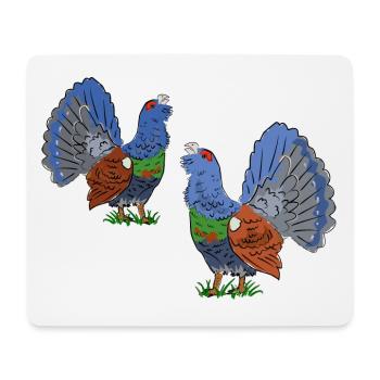 Faszinierende Auerhahn-Duo-Illustration - Mousepad (Querformat) - Weiß - Vorne