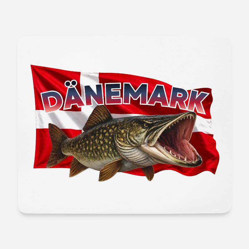 Pike Fishing Denmark - Pike Silkeborg - Mouse Pad (horizontal) - white