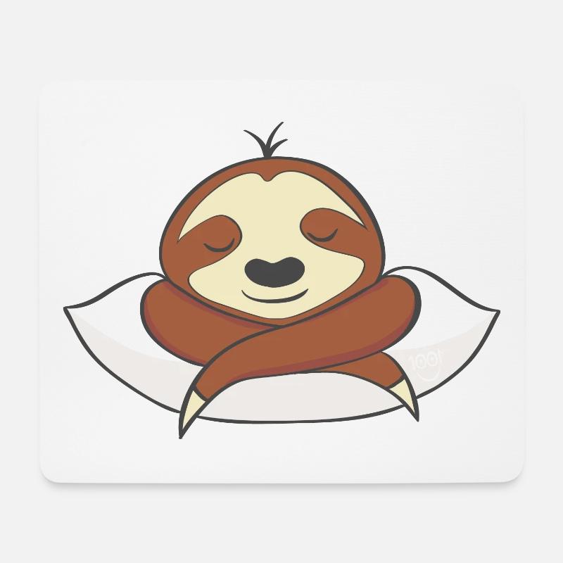 Faultier schläft auf Kissen | Illustration - Mousepad (Querformat) - Weiß