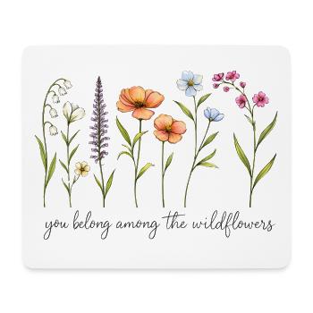 Minimalistische Wildblumen-Linienkunst – Elegant - Mousepad (Querformat) - Weiß - Vorne