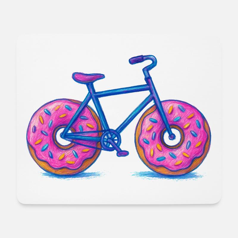 Buntes Donut-Fahrrad-Design - Mousepad (Querformat) - Weiß