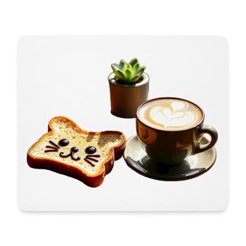 Cute Cat Coffee Latte Art Kawaii - Mouse Pad (horizontal) - white - Front