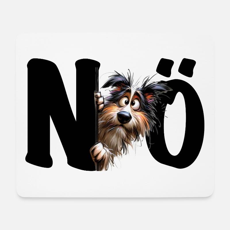 NÖ - lustiger Hund - Nein - Nope - Statement - Mousepad (Querformat) - Weiß