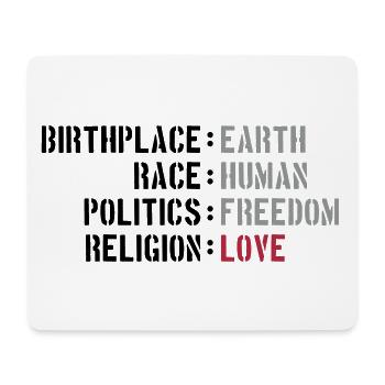birthplace earth love human freedom peace - Mousepad (Querformat) - Weiß - Vorne