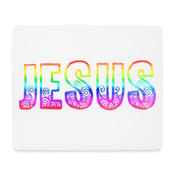 jesus rs regenbogen - Mousepad (Querformat) - Weiß - Vorne
