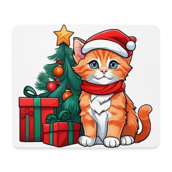 Cute cat baby with santa hat - Mouse Pad (horizontal) - white - Front