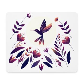 Kolibri im Blumenfeld - Mousepad (Querformat) - Weiß - Vorne