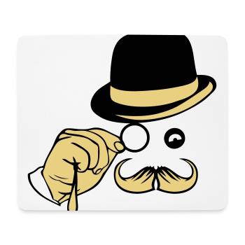 sourire chapeau monocle moustache melon - Tapis de souris (format paysage) - blanc - Devant