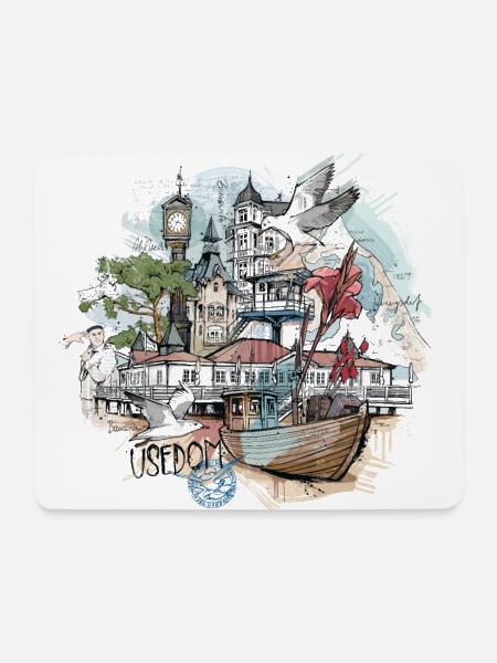 Usedom Illustration - Mousepad (Querformat) - Weiß