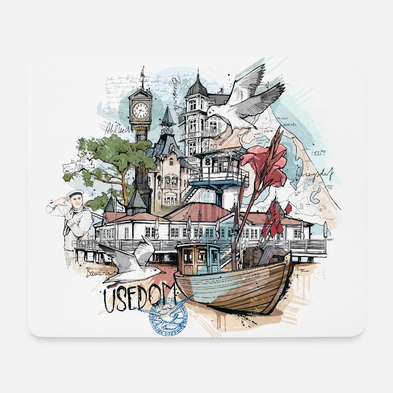 Usedom Illustration - Mousepad (Querformat) - Weiß