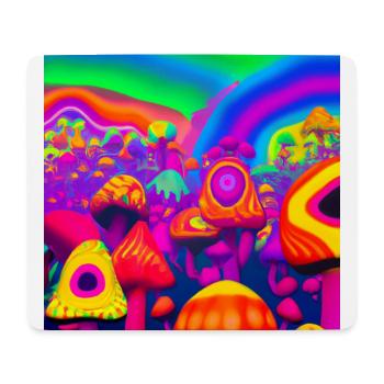Regenbogenpilzwald 2 - Mousepad (Querformat) - Weiß - Vorne