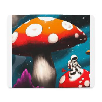Cosmonaut on magic mushroom planet - Mouse Pad (horizontal) - white - Front