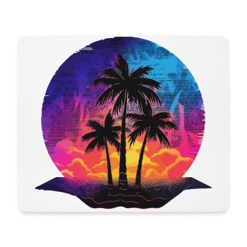 Summer Beach Sea Palm Trees Holiday Neon Colors Colorful - Mouse Pad (horizontal) - white - Front