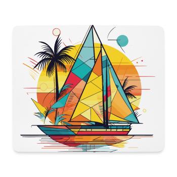 Maritime Beauty: Sailboat Colorful Retro Vintage - Mouse Pad (horizontal) - white - Front