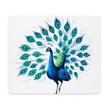 Pfau - Mousepad (Querformat) - Weiß - Vorne