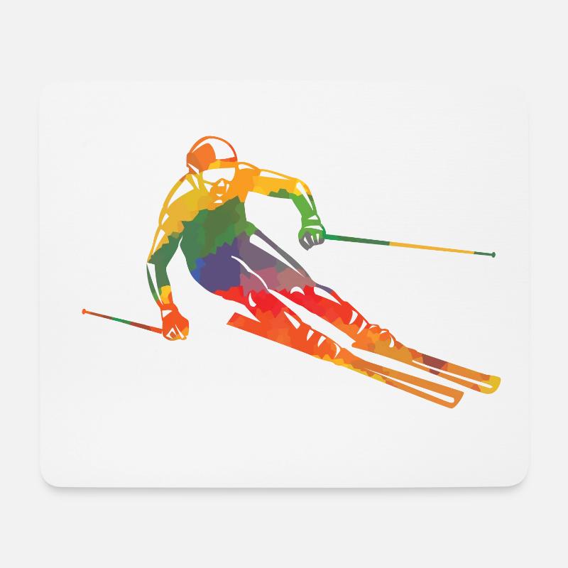 Farbiger Skifahrer - Mousepad (Querformat) - Weiß
