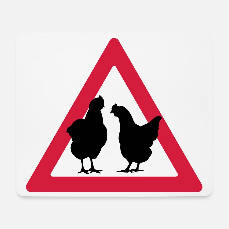 Attention, partie de poule - Tapis de souris (format paysage) - blanc
