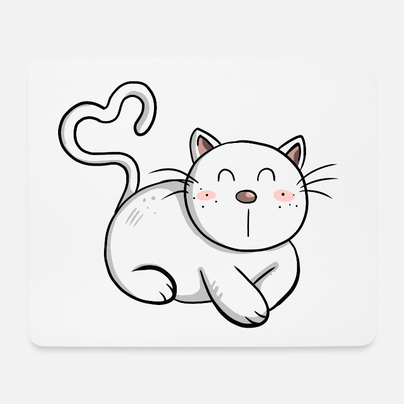 Cat Love I Katzenfreund Geschenk I Katze Comic - Mousepad (Querformat) - Weiß