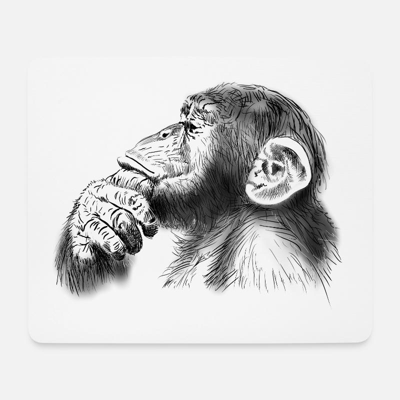 chimpanzé - Tapis de souris (format paysage) - blanc