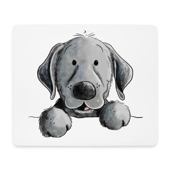 Glücklicher Schwarzer Labrador Retriever Hund - Mousepad (Querformat) - Weiß - Vorne