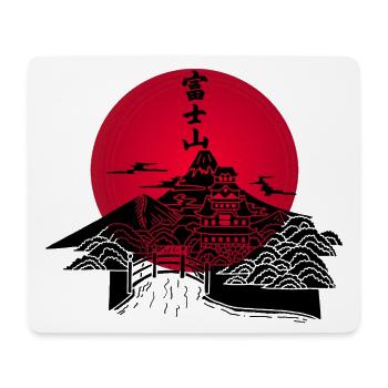 Japanische Landschaft schwarz und rote Sonne - Mousepad (Querformat) - Weiß - Vorne