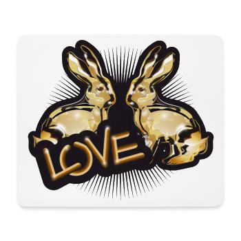zwei goldfarbene Kaninchen koloriert im Chrom Look - Mousepad (Querformat) - Weiß - Vorne