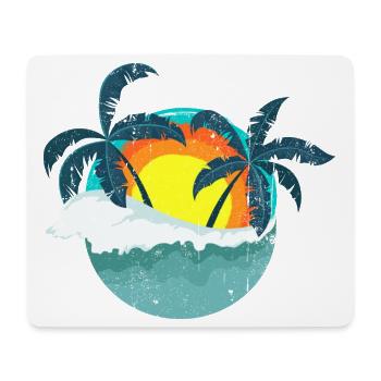 Tropischer Sonnenuntergang Palmen Insel - Mousepad (Querformat) - Weiß - Vorne