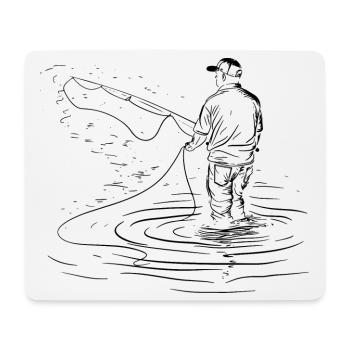Angeln Zeichnung - Mousepad (Querformat) - Weiß - Vorne