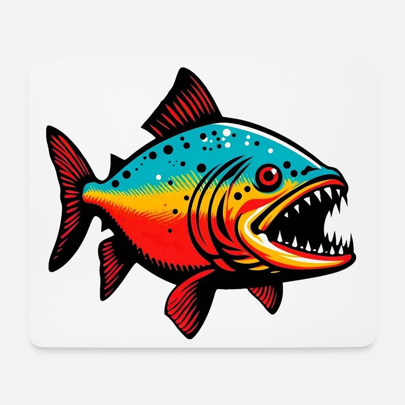 Piranha - Tapis de souris (format paysage) - blanc