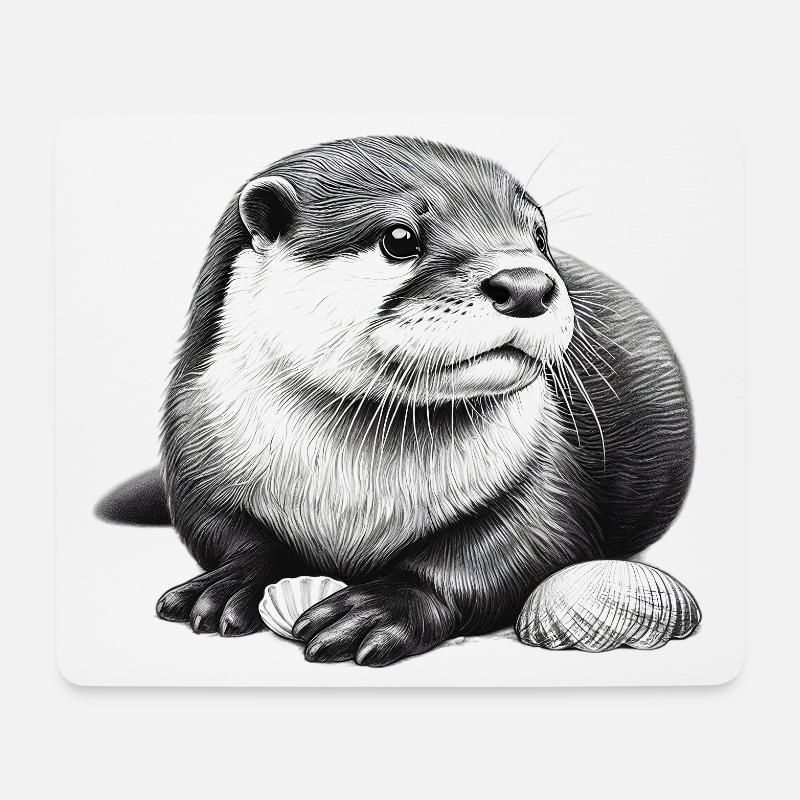 Otter - Mousepad (Querformat) - Weiß