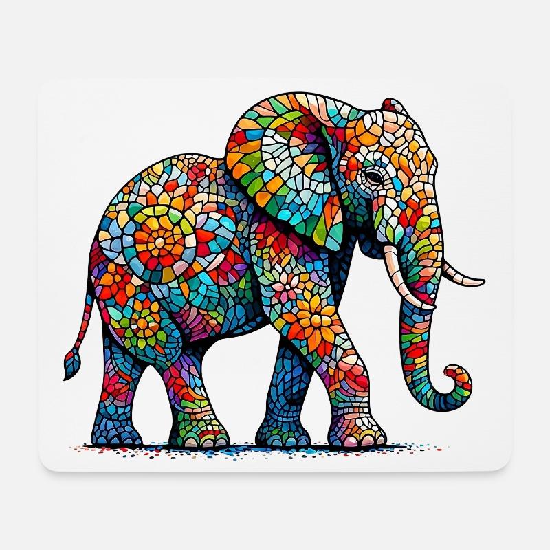Elefant - Mousepad (Querformat) - Weiß