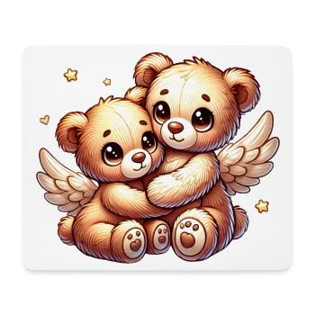 süße Engels-Teddybären in liebevoller Umarmung - Mousepad (Querformat) - Weiß - Vorne