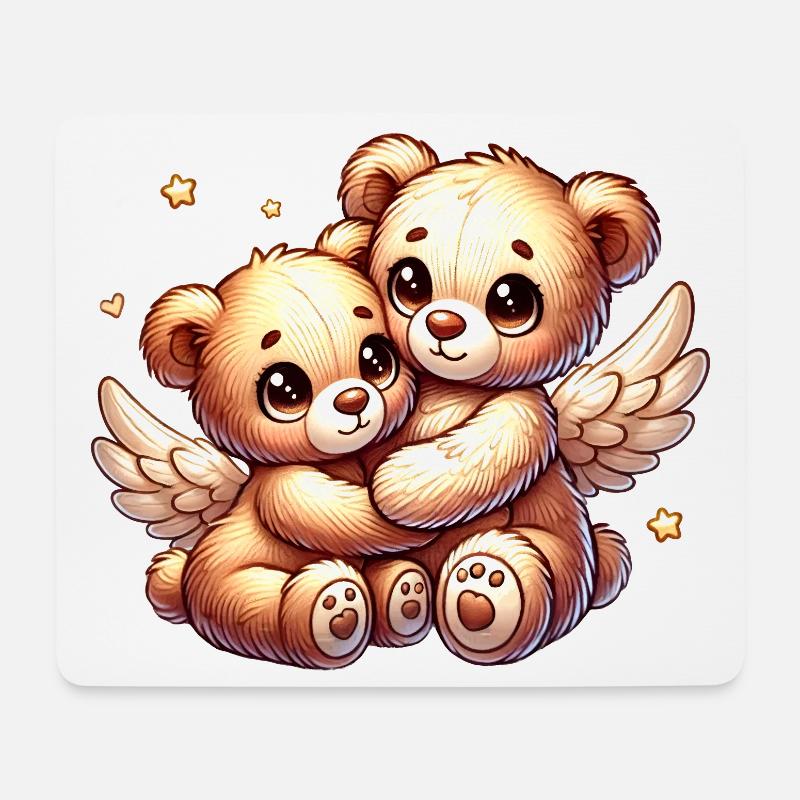 süße Engels-Teddybären in liebevoller Umarmung - Mousepad (Querformat) - Weiß
