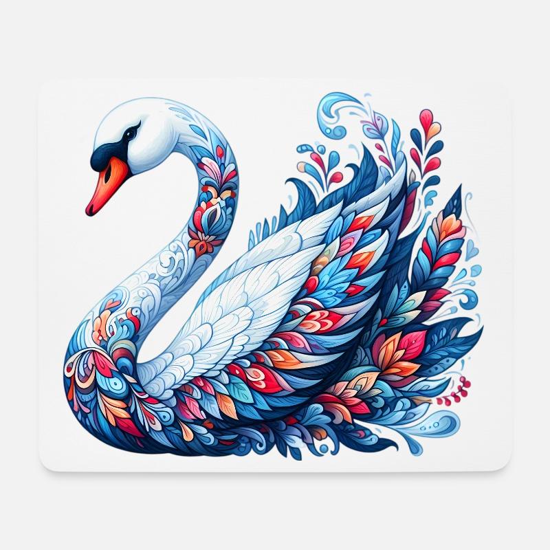 Schwan - Mousepad (Querformat) - Weiß