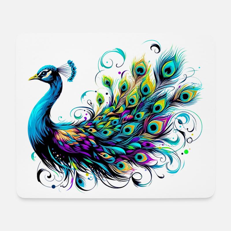 Pfau - Mousepad (Querformat) - Weiß