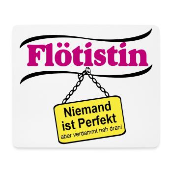 Flötistin Pink – Niemand ist Perfekt - Mousepad (Querformat) - Weiß - Vorne