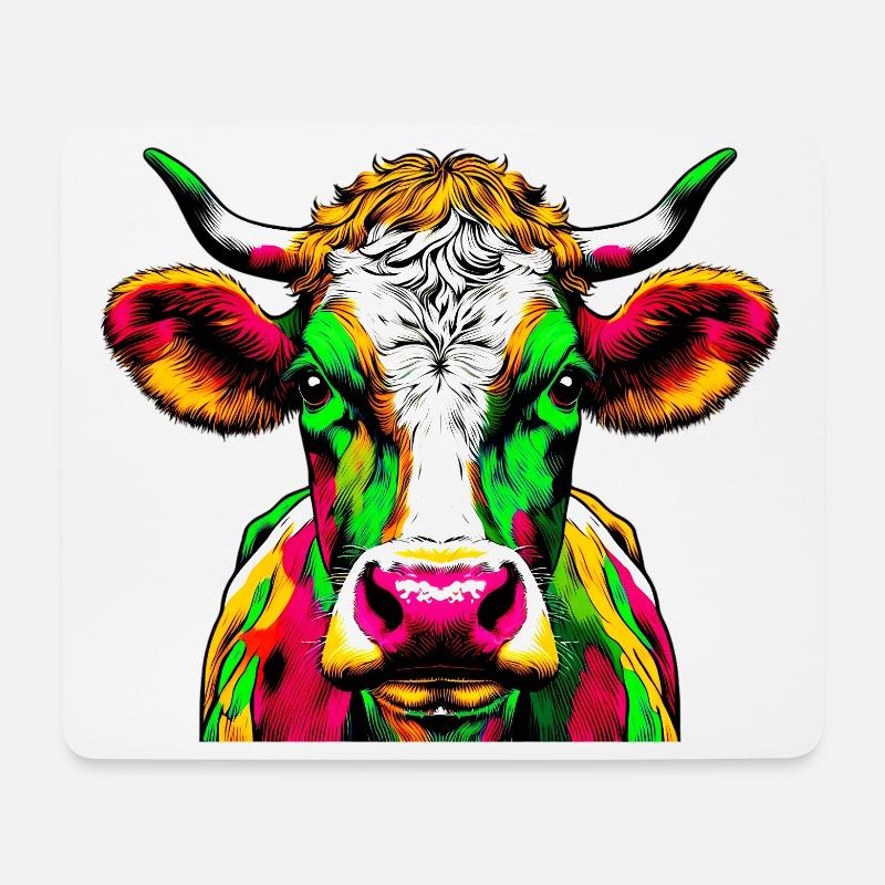 Kuh - Mousepad (Querformat) - Weiß