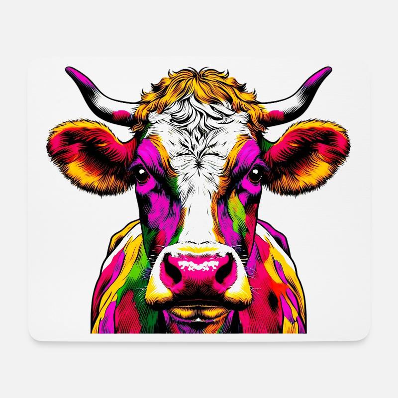 Kuh - Mousepad (Querformat) - Weiß